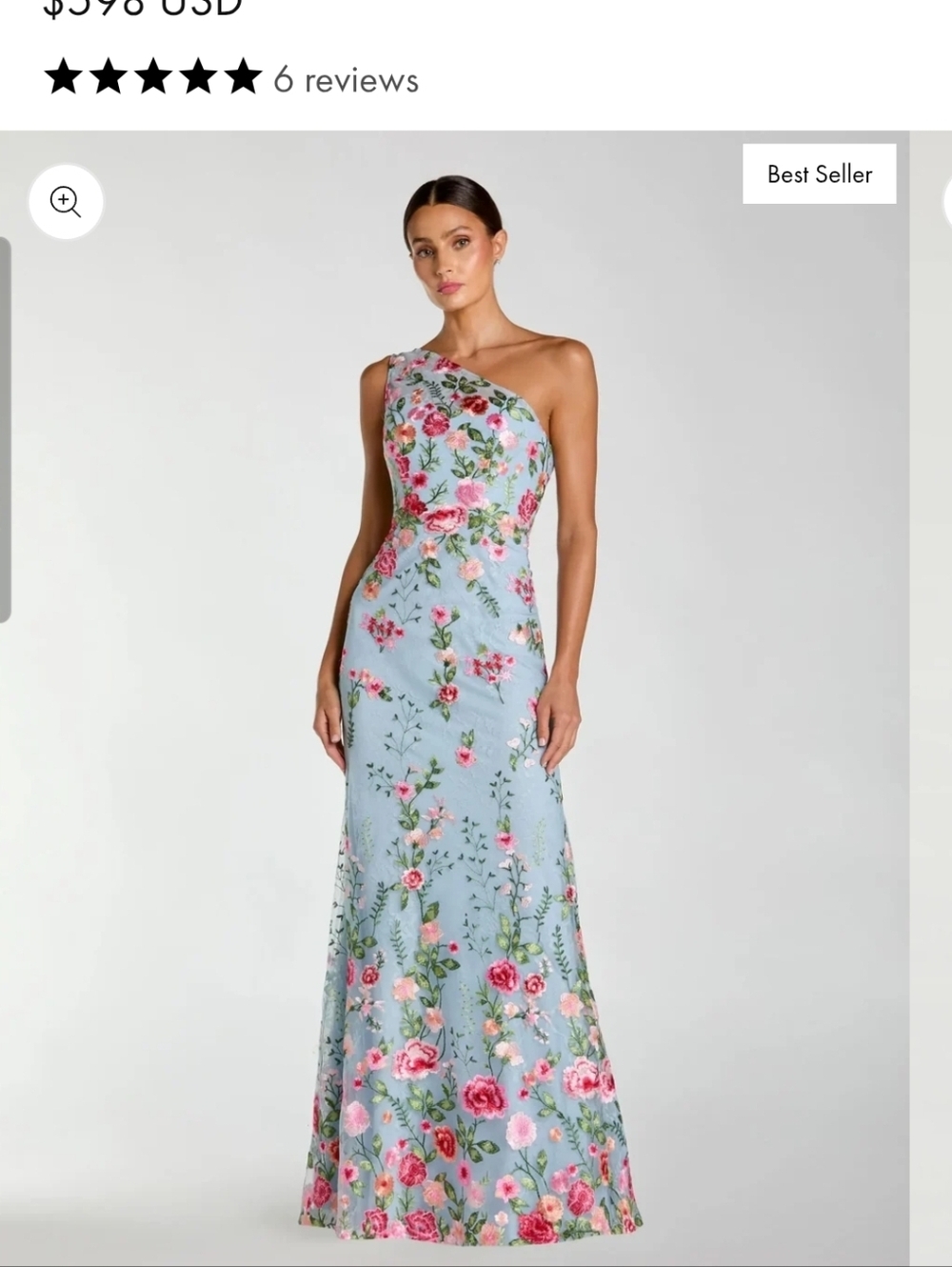 NWT MAC DUGGAL One-Shoulder Blue Floral Evening Dress SOLD OUT IN SIZE 8 ON SITE